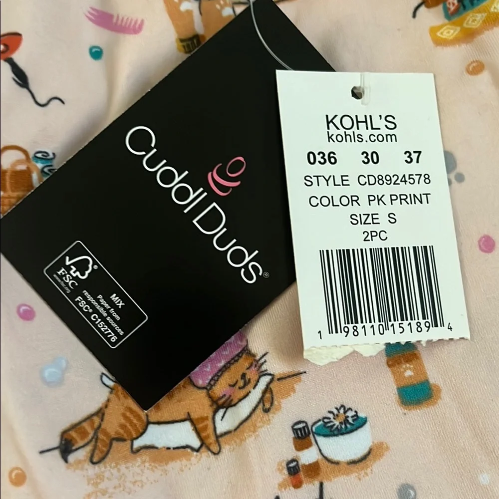 Cuddl Duds Teens Pajama Set - Cream with Gray Trim - Picture 2 of 2